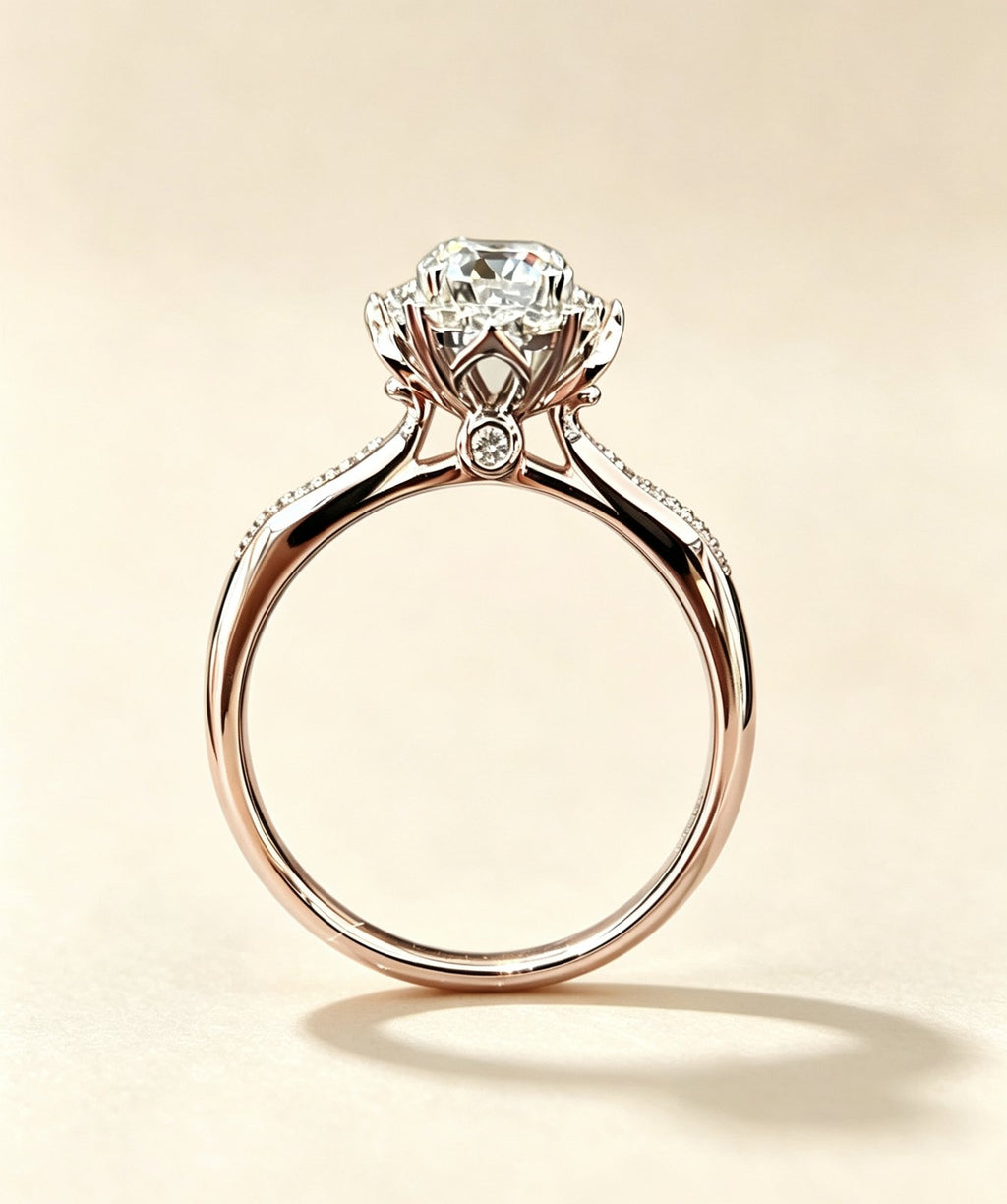 Rose gold petal basket setting ring