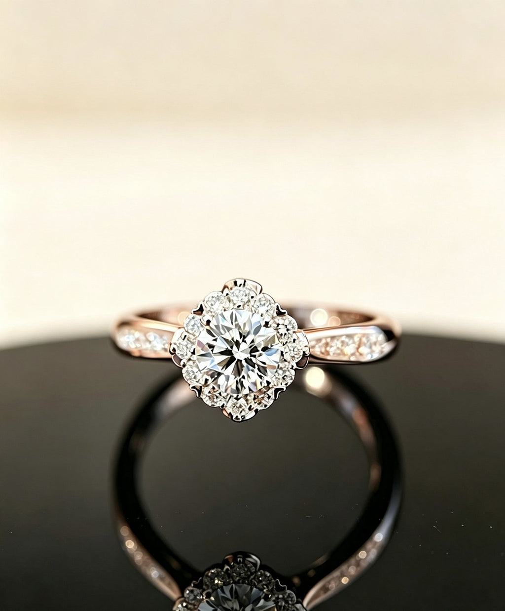 Rose gold petal basket setting ring