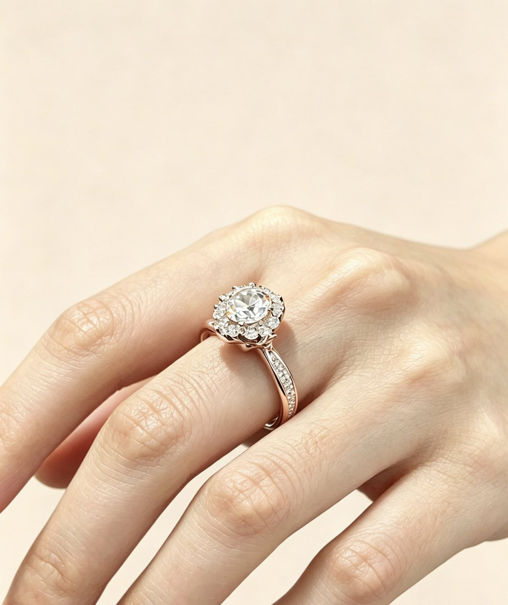 Rose gold petal basket setting ring