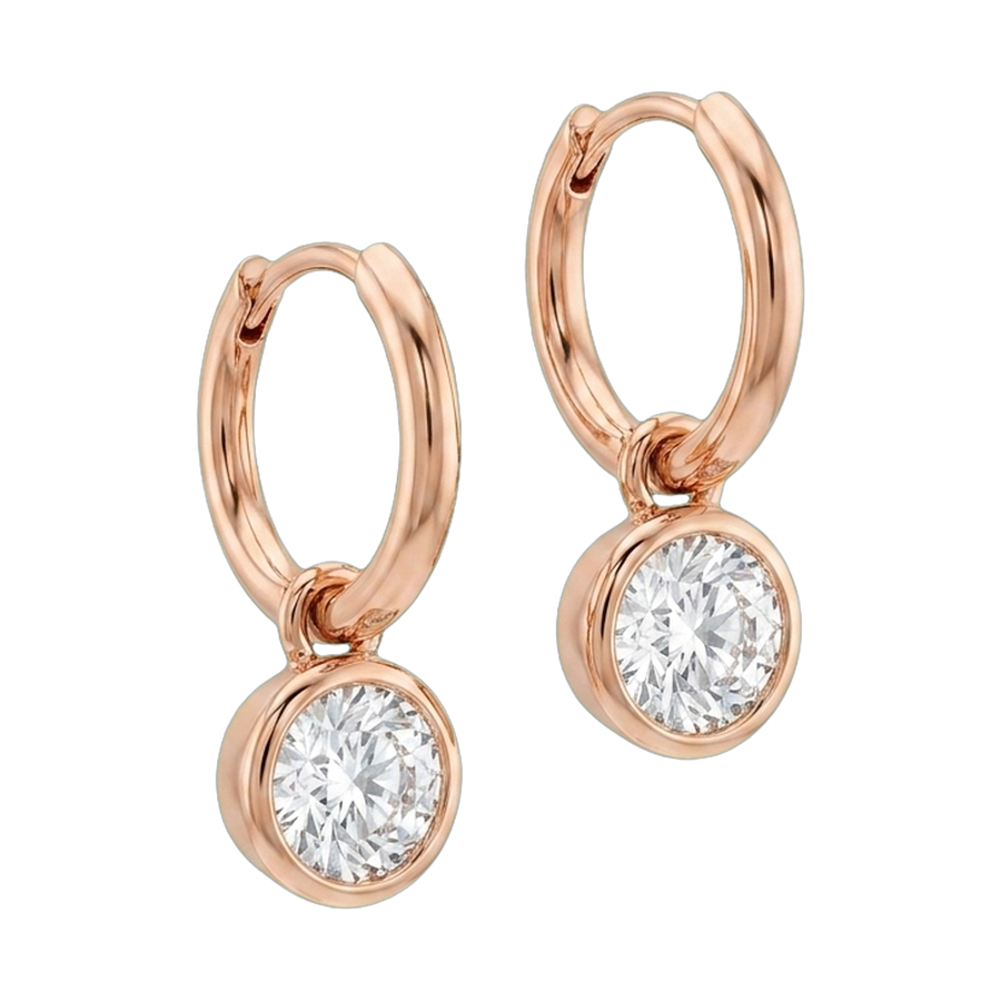 Bezel Set Lab-Grown Diamond Drop Earrings rose gold