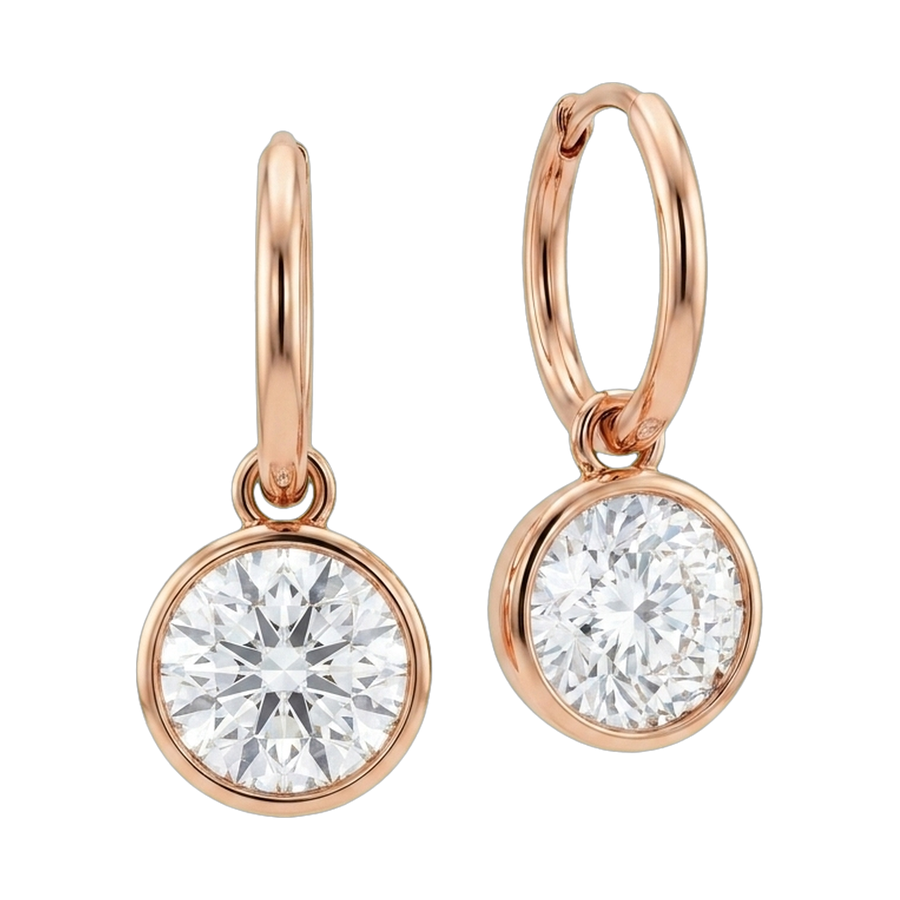 Bezel Set Lab-Grown Diamond Drop Earrings rose gold