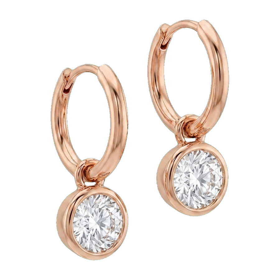 Bezel Set Lab-Grown Diamond Drop Earrings rose gold angle