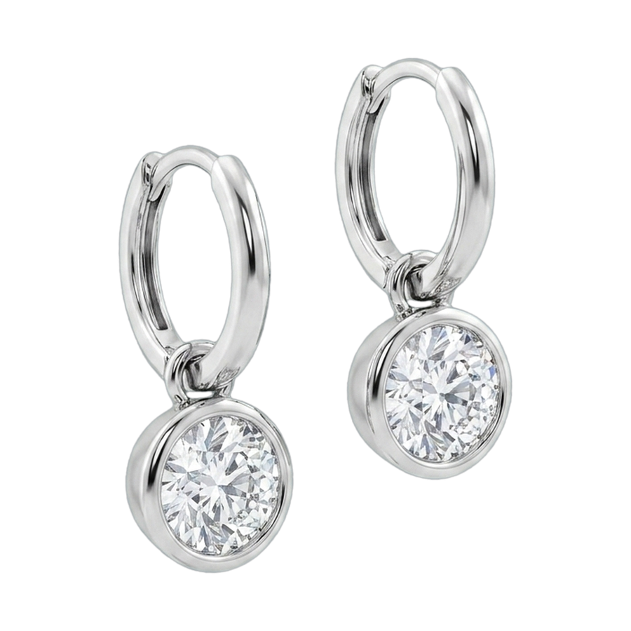 Bezel Set Lab-Grown Diamond Drop Earrings white gold