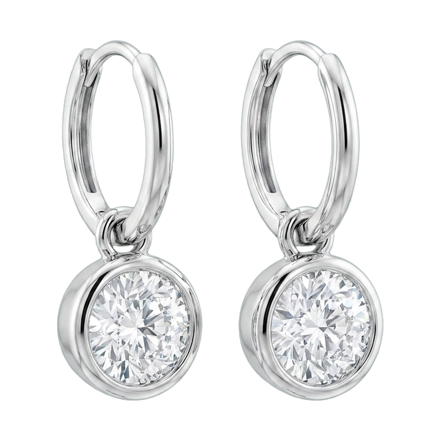 Bezel Set Lab-Grown Diamond Drop Earrings white gold