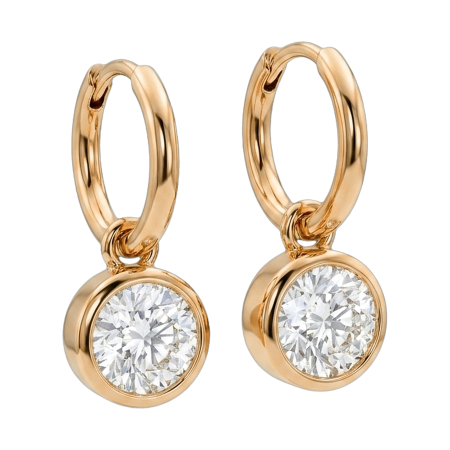 Bezel Set Lab-Grown Diamond Drop Earrings yellow gold