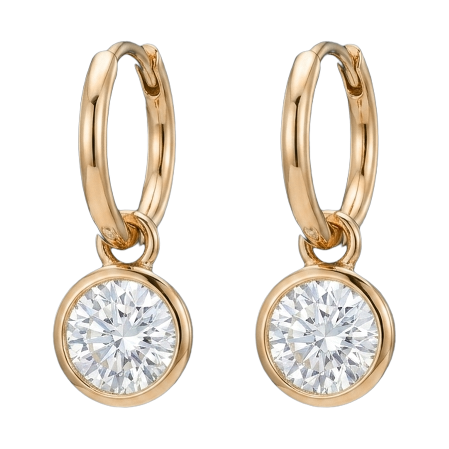 Bezel Set Lab-Grown Diamond Drop Earrings yellow gold