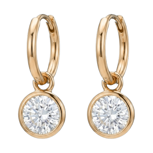 Bezel Set Lab-Grown Diamond Drop Earrings yellow gold
