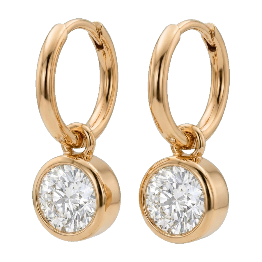 Bezel Set Lab-Grown Diamond Drop Earrings yellow gold angle
