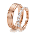 Classic Diamond Couple Ring Set - Rose Gold