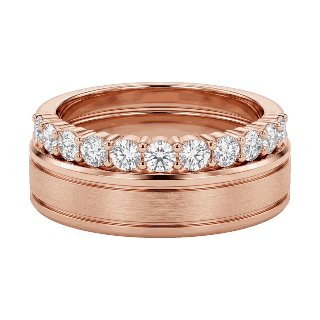Classic Diamond Couple Ring Set - Rose Gold
