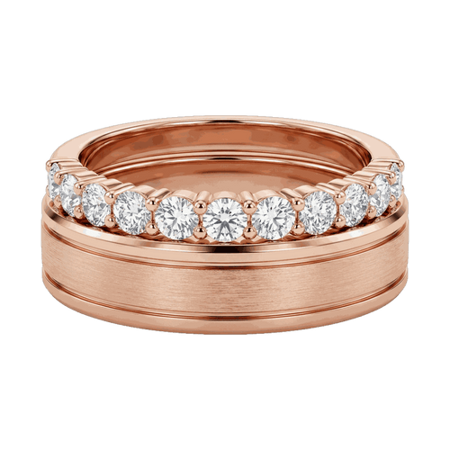 Classic Diamond Couple Ring Set - Rose Gold
