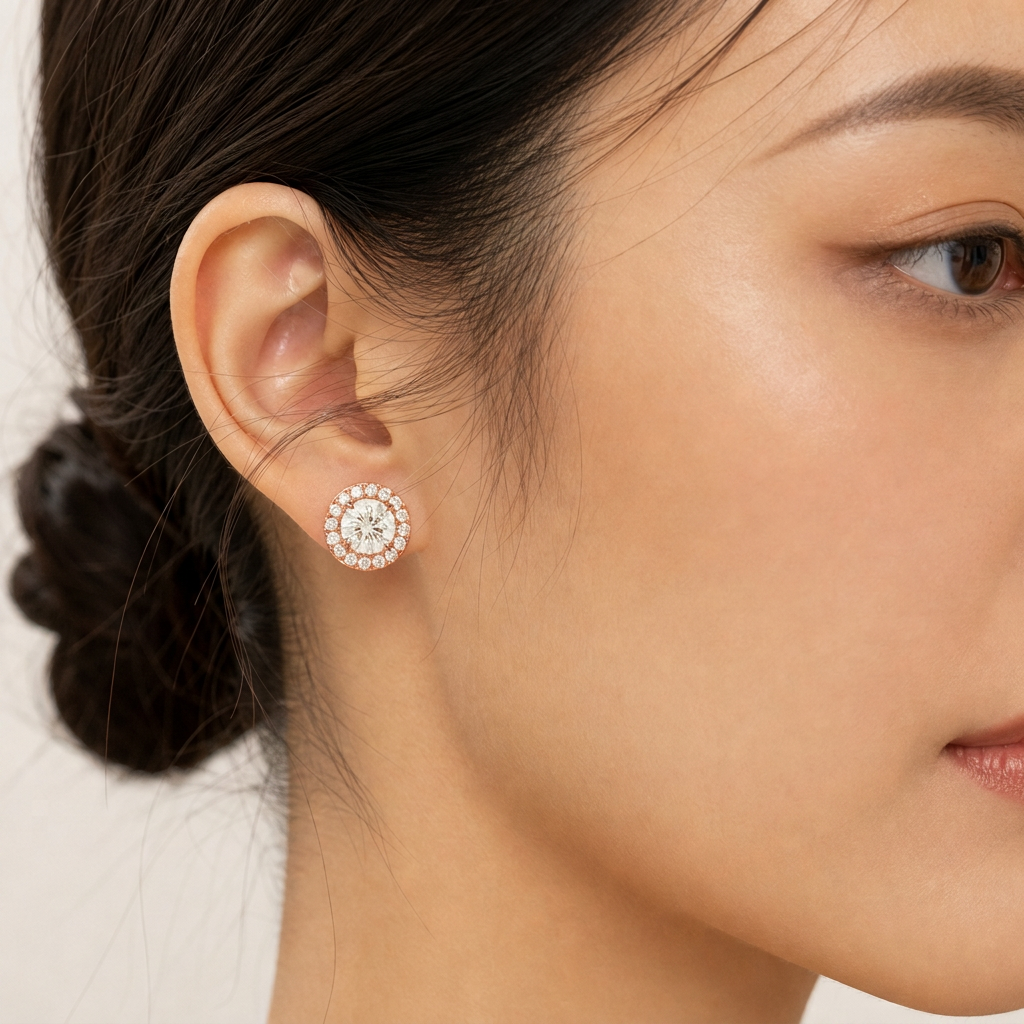 Eternity Lab-Grown Diamond Halo Stud Earrings, Sterling Silver