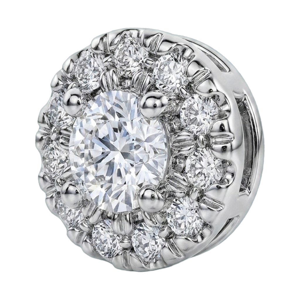Eternity Lab-Grown Diamond Halo Stud Earrings, Sterling Silver