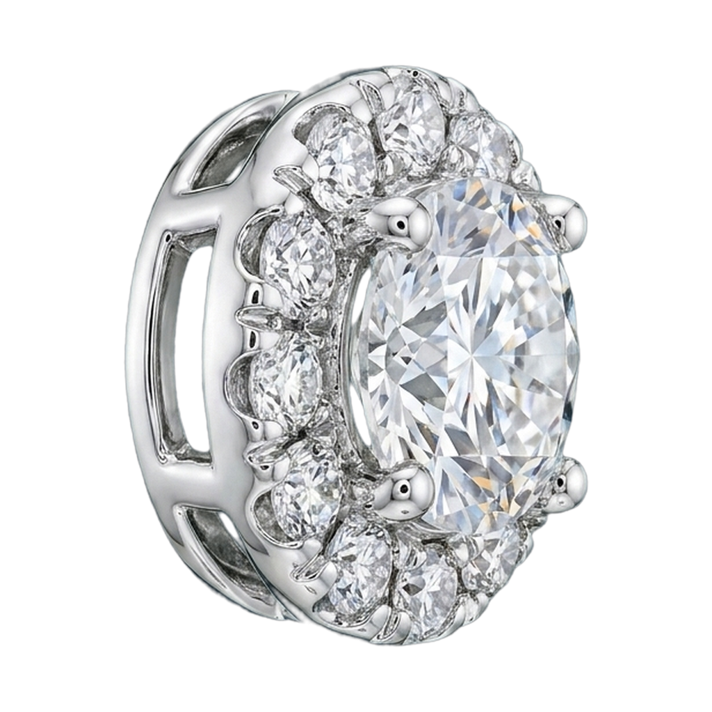 Eternity Lab-Grown Diamond Halo Stud Earrings, Sterling Silver