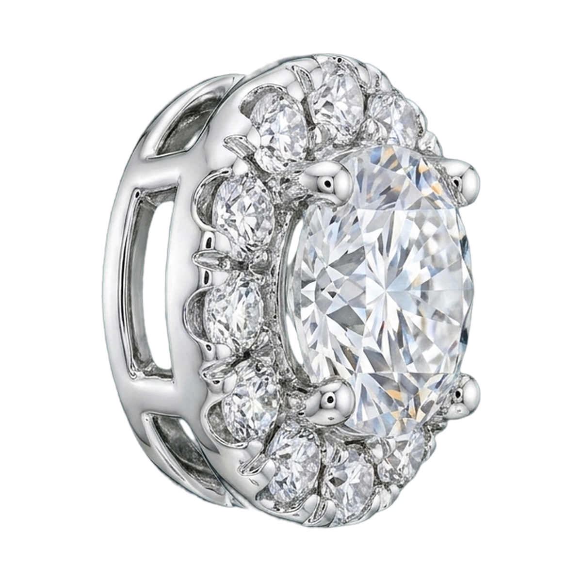 Eternity Lab-Grown Diamond Halo Stud Earrings, Sterling Silver