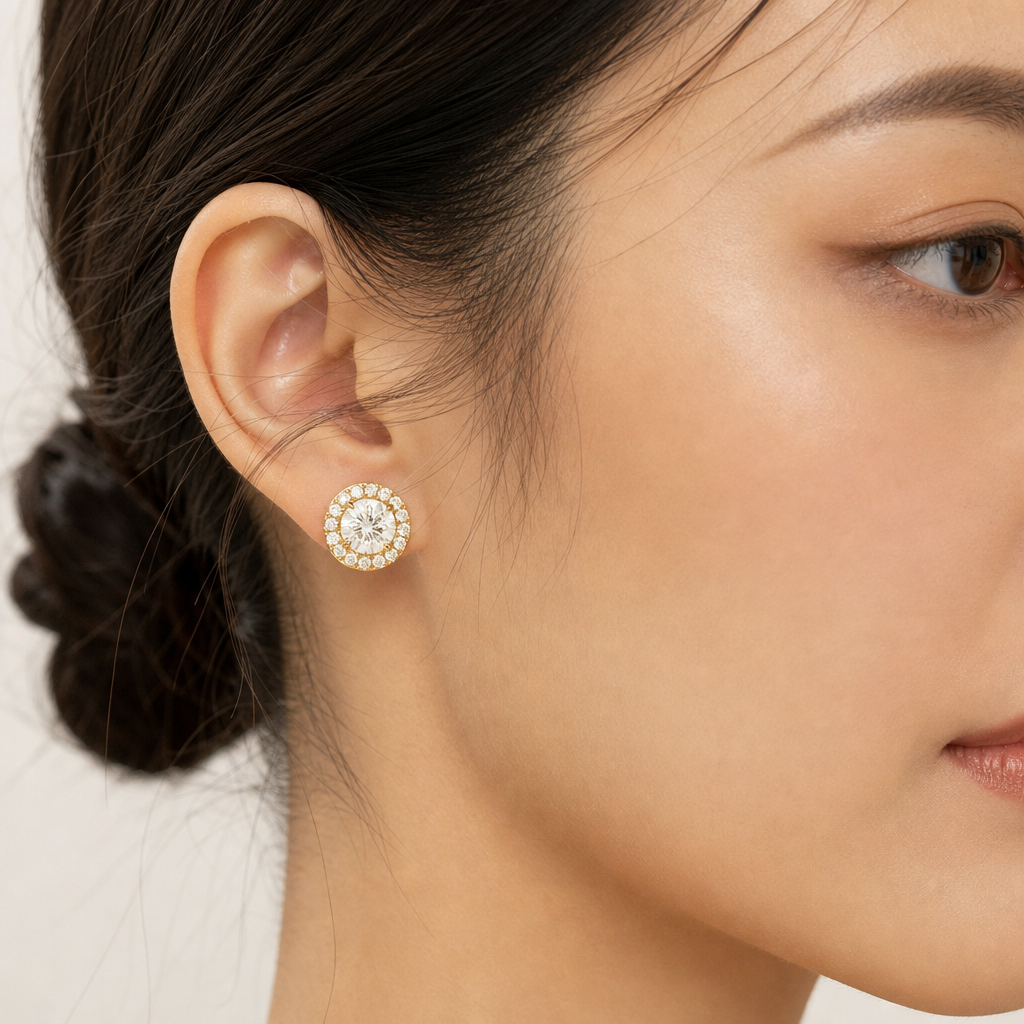 Eternity Lab-Grown Diamond Halo Stud Earrings, Sterling Silver