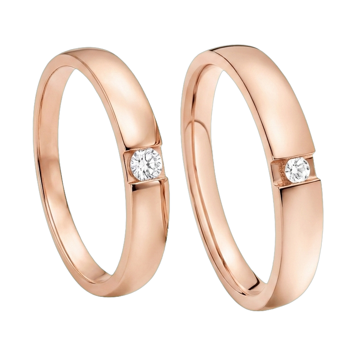Eternity Round-Cut Couple Ring Set rose gold