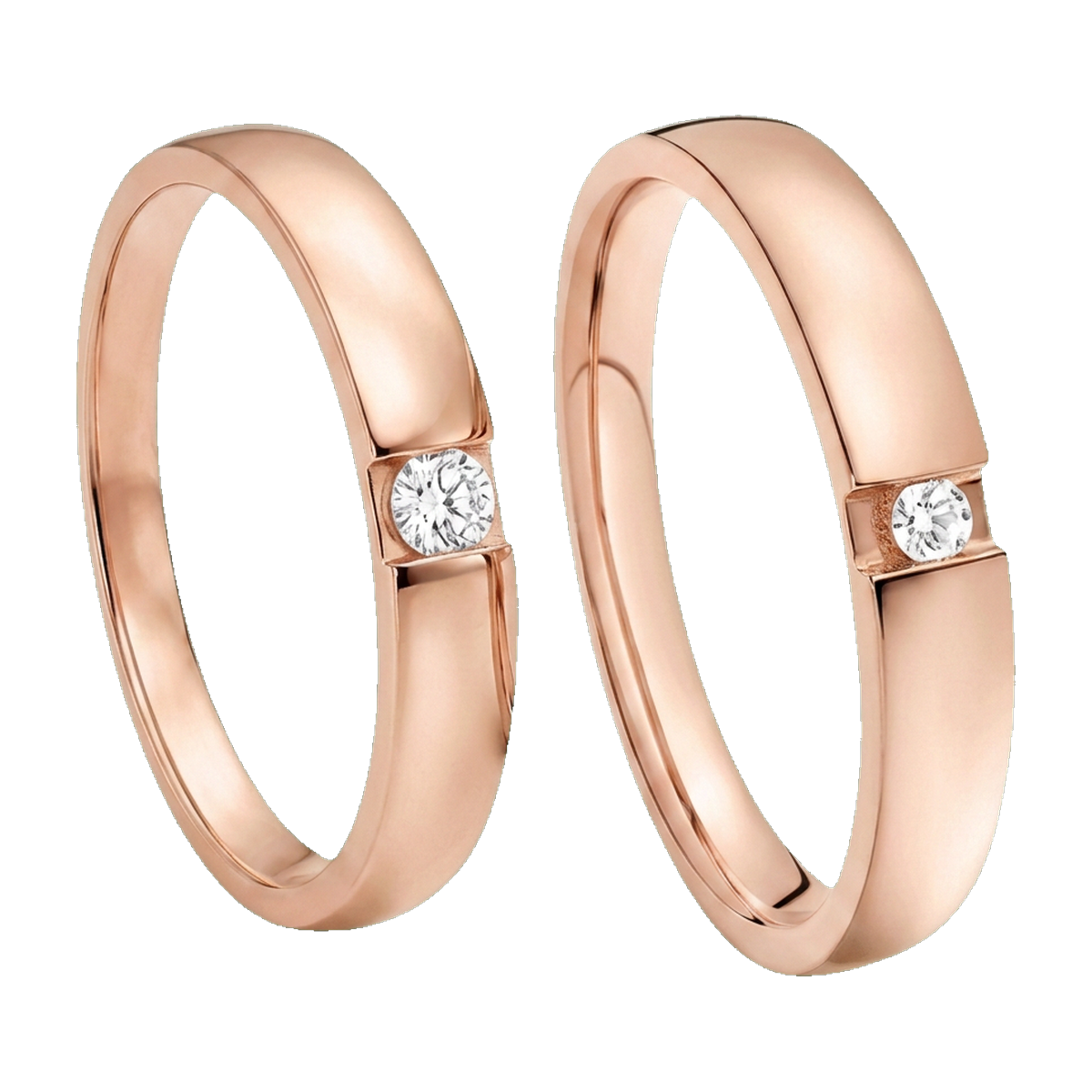 Eternity Round-Cut Couple Ring Set rose gold angle
