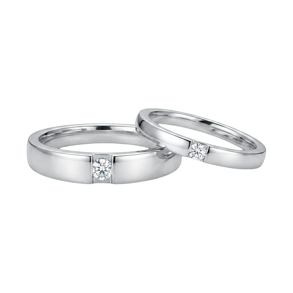 Eternity Round-Cut Couple Ring Set white gold
