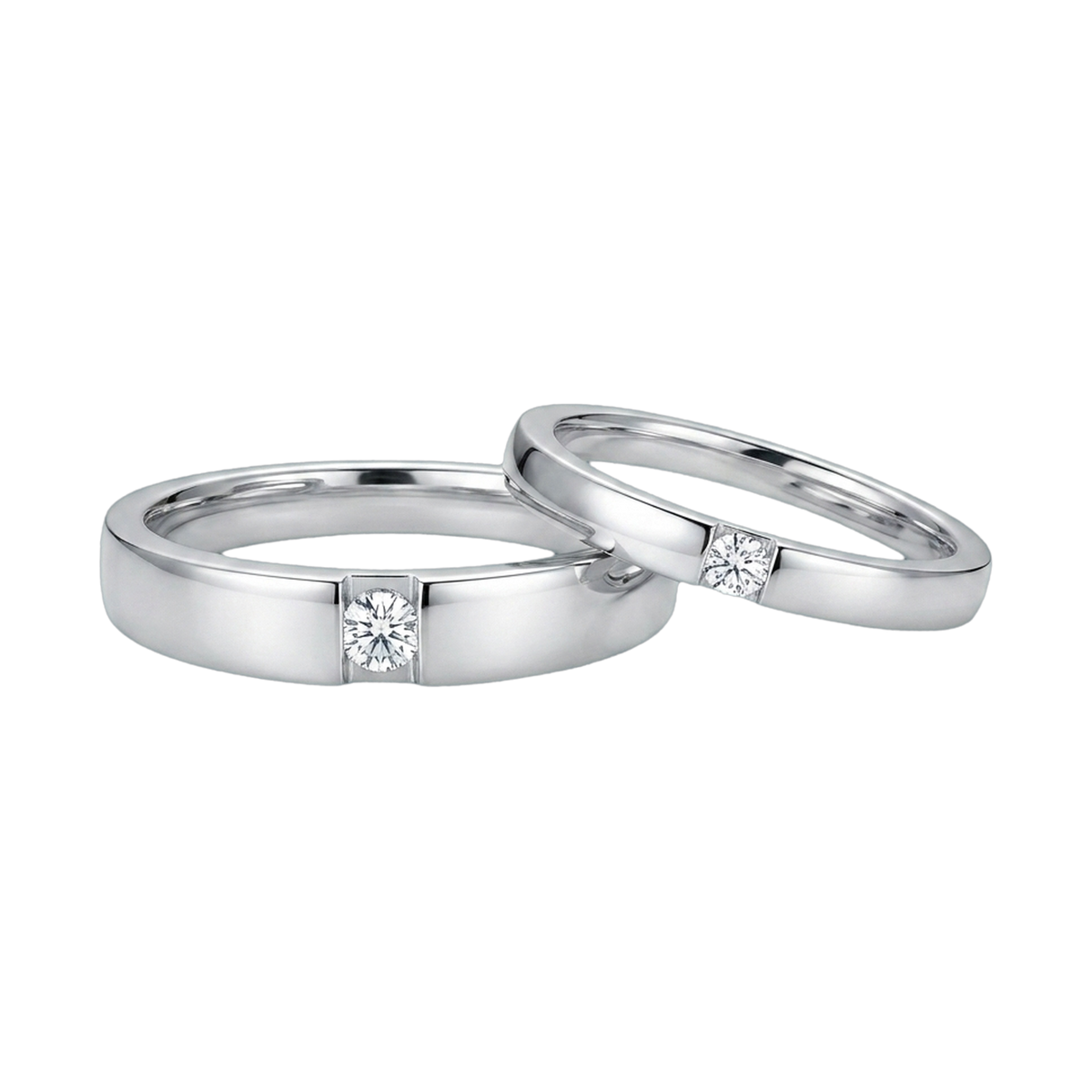 Eternity Round-Cut Couple Ring Set white gold