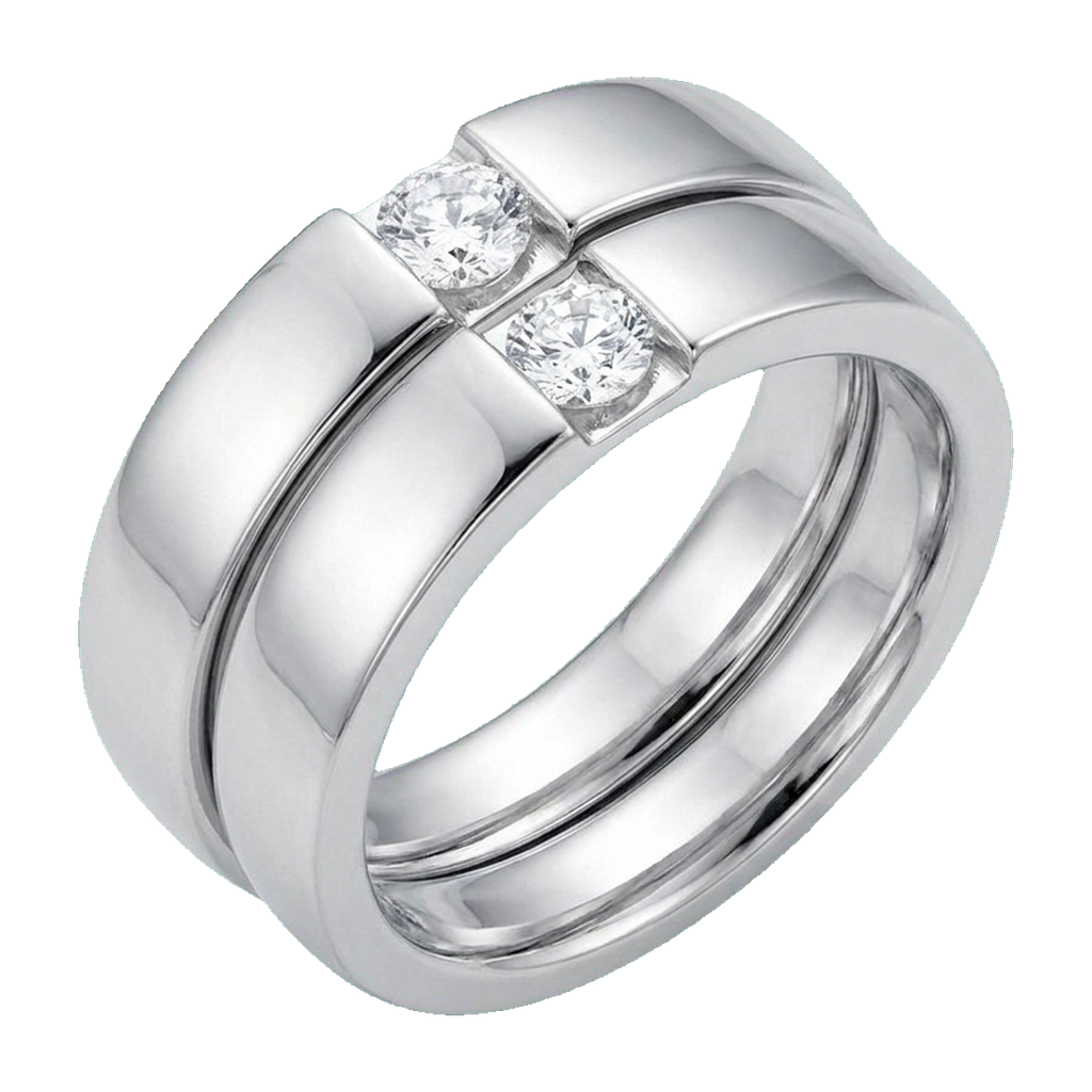 Eternity Round-Cut Couple Ring Set white gold angle
