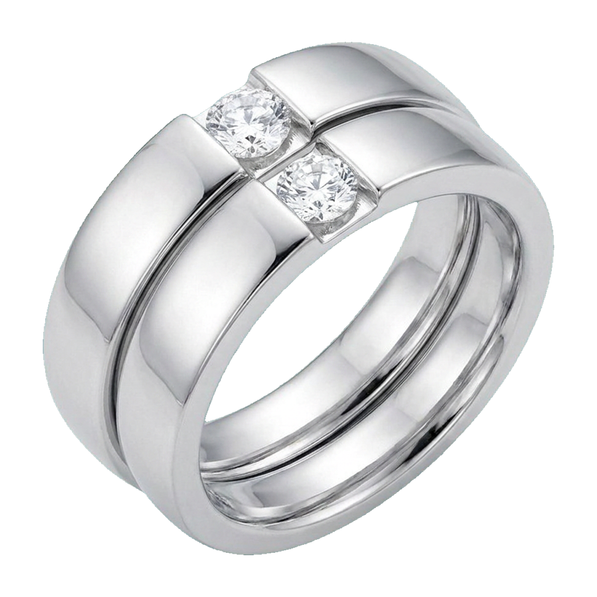 Eternity Round-Cut Couple Ring Set white gold angle