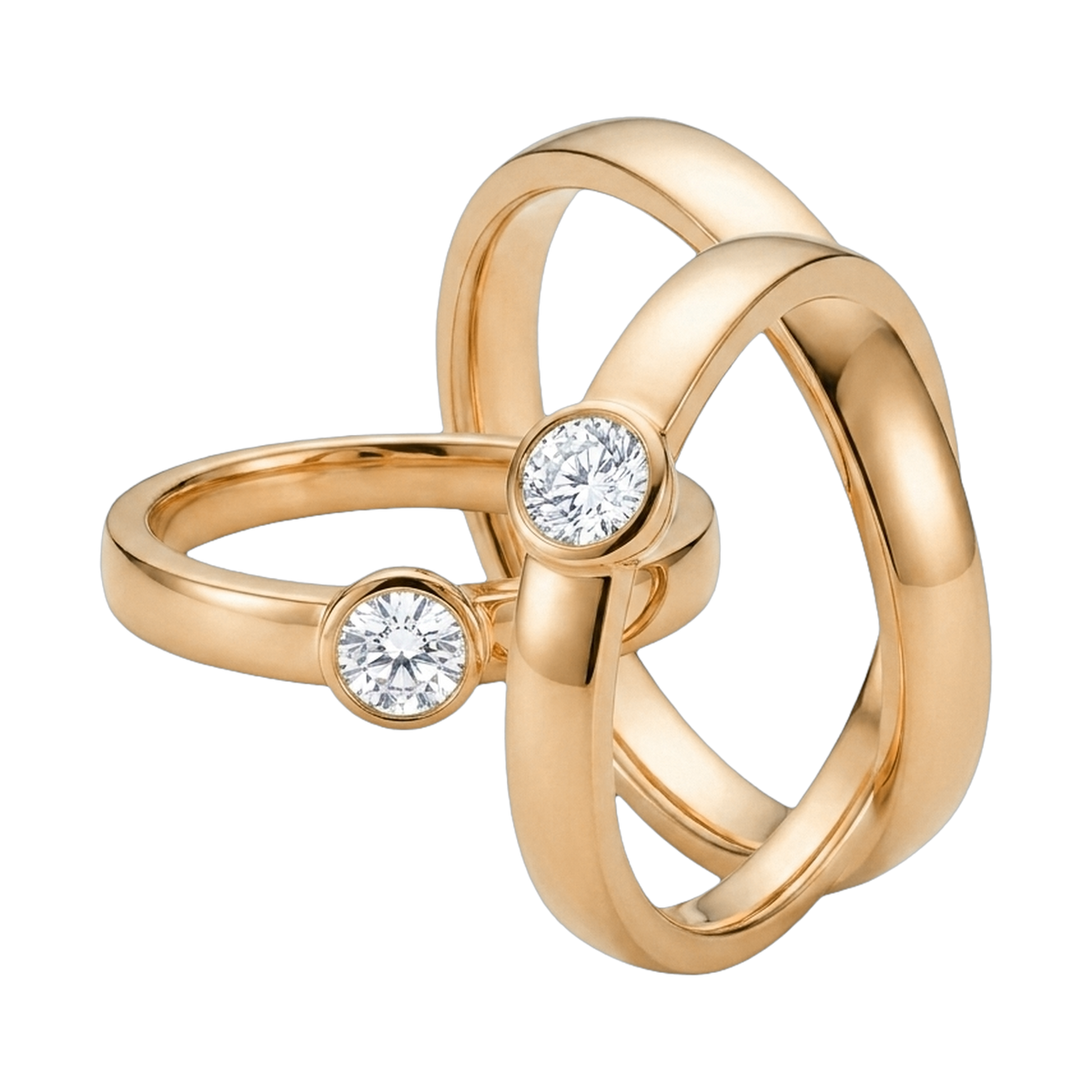 Eternity Round-Cut Couple Ring Set yellow gold
