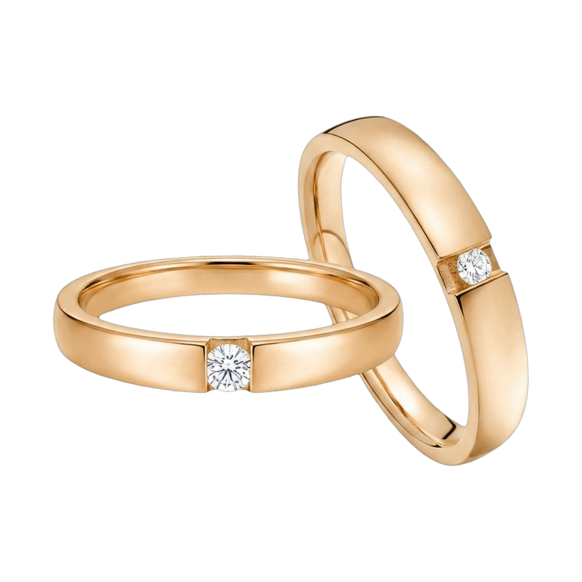Eternity Round-Cut Couple Ring Set yellow gold