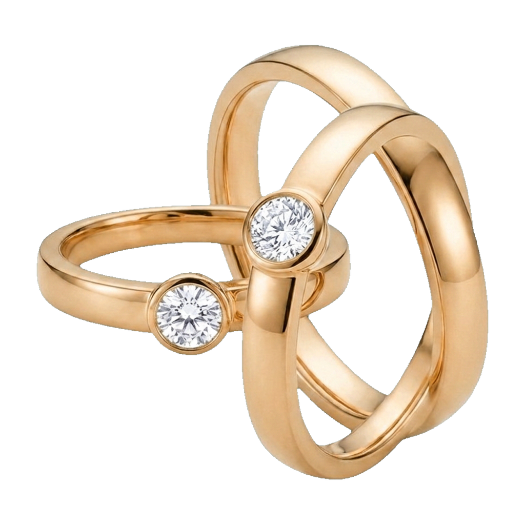 Eternity Round-Cut Couple Ring Set yellow gold angle