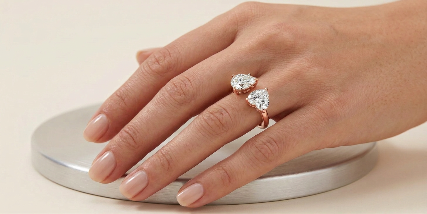 Heart & Pear Double-Stone Lab-Grown Diamond Ring