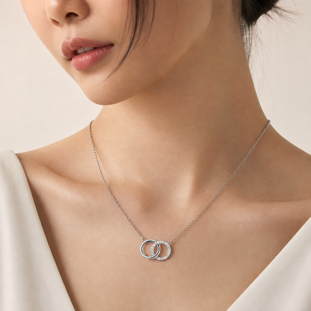 Interlocking Circle Lab-Grown Diamond Pendant Necklace