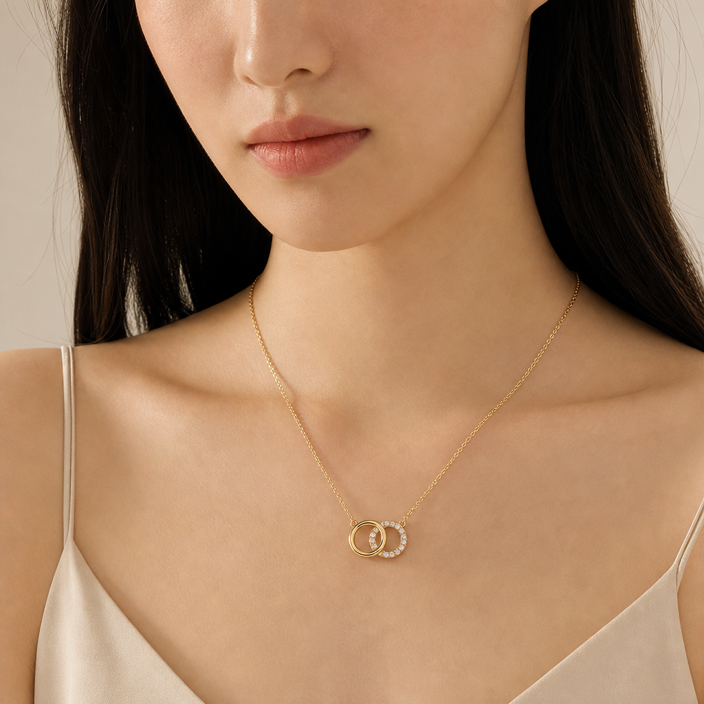Interlocking Circle Lab-Grown Diamond Pendant Necklace