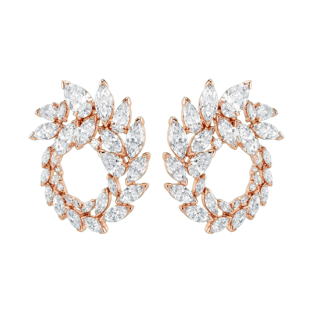 Mesmera Lab-Grown Diamond Marquise Hoop Earrings, Rhodium Plated
