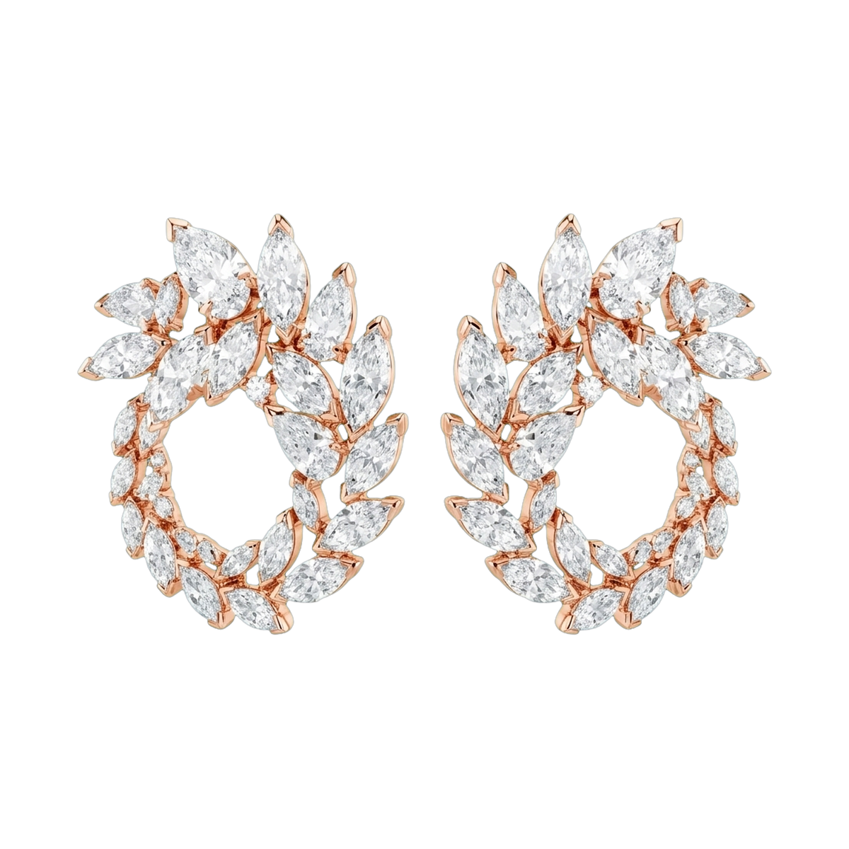 Mesmera Lab-Grown Diamond Marquise Hoop Earrings, Rhodium Plated