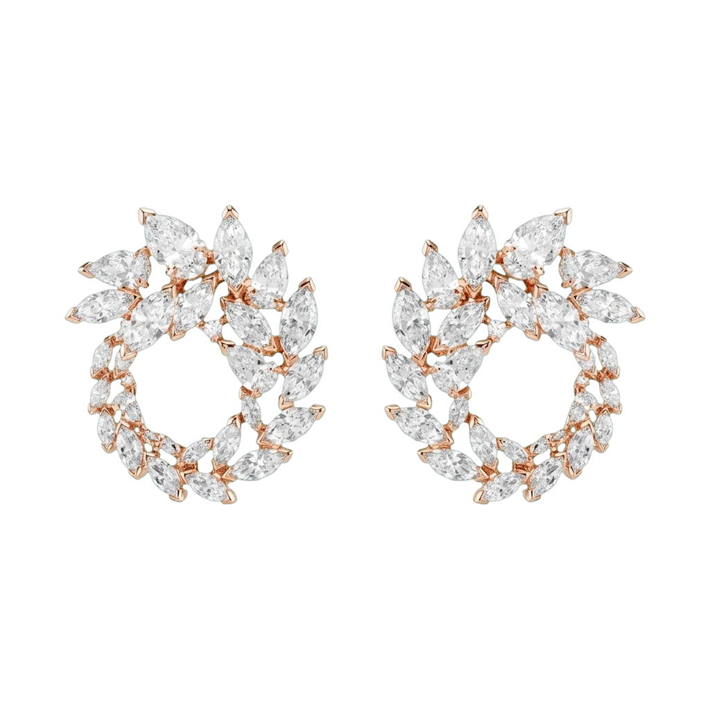 Mesmera Lab-Grown Diamond Marquise Hoop Earrings, Rhodium Plated