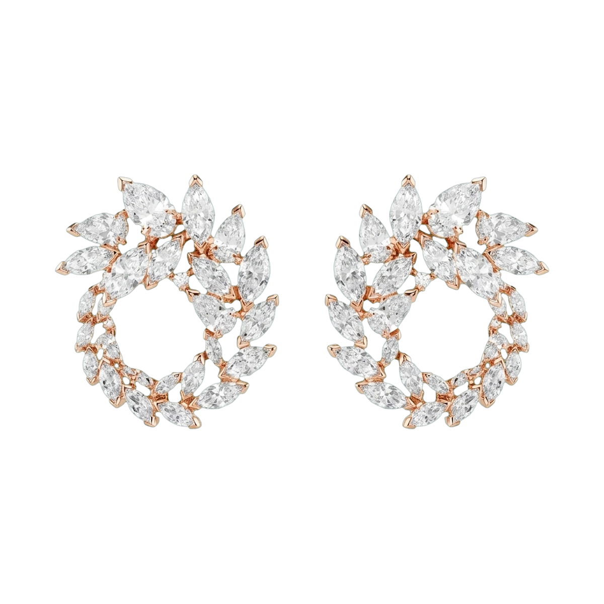 Mesmera Lab-Grown Diamond Marquise Hoop Earrings, Rhodium Plated