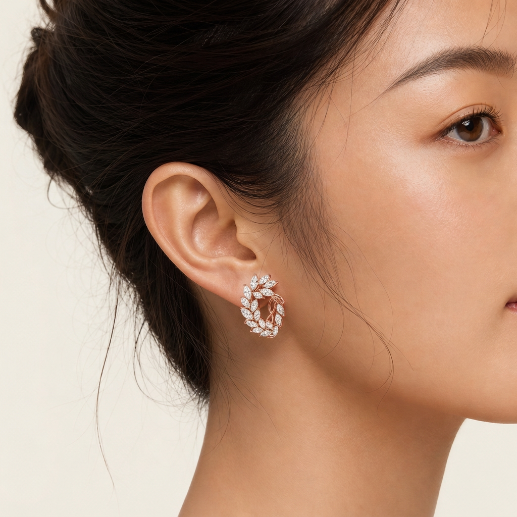 Mesmera Lab-Grown Diamond Marquise Hoop Earrings, Rhodium Plated