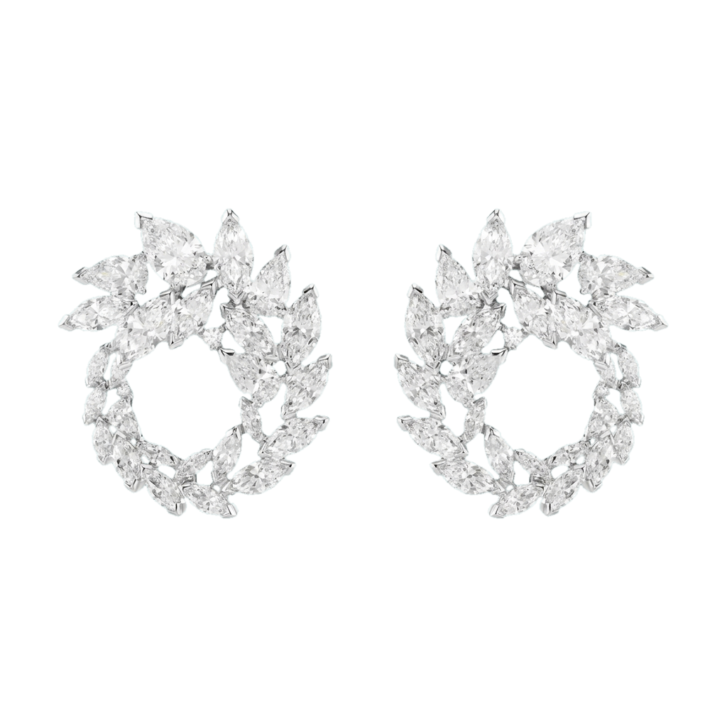 Mesmera Lab-Grown Diamond Marquise Hoop Earrings, Rhodium Plated