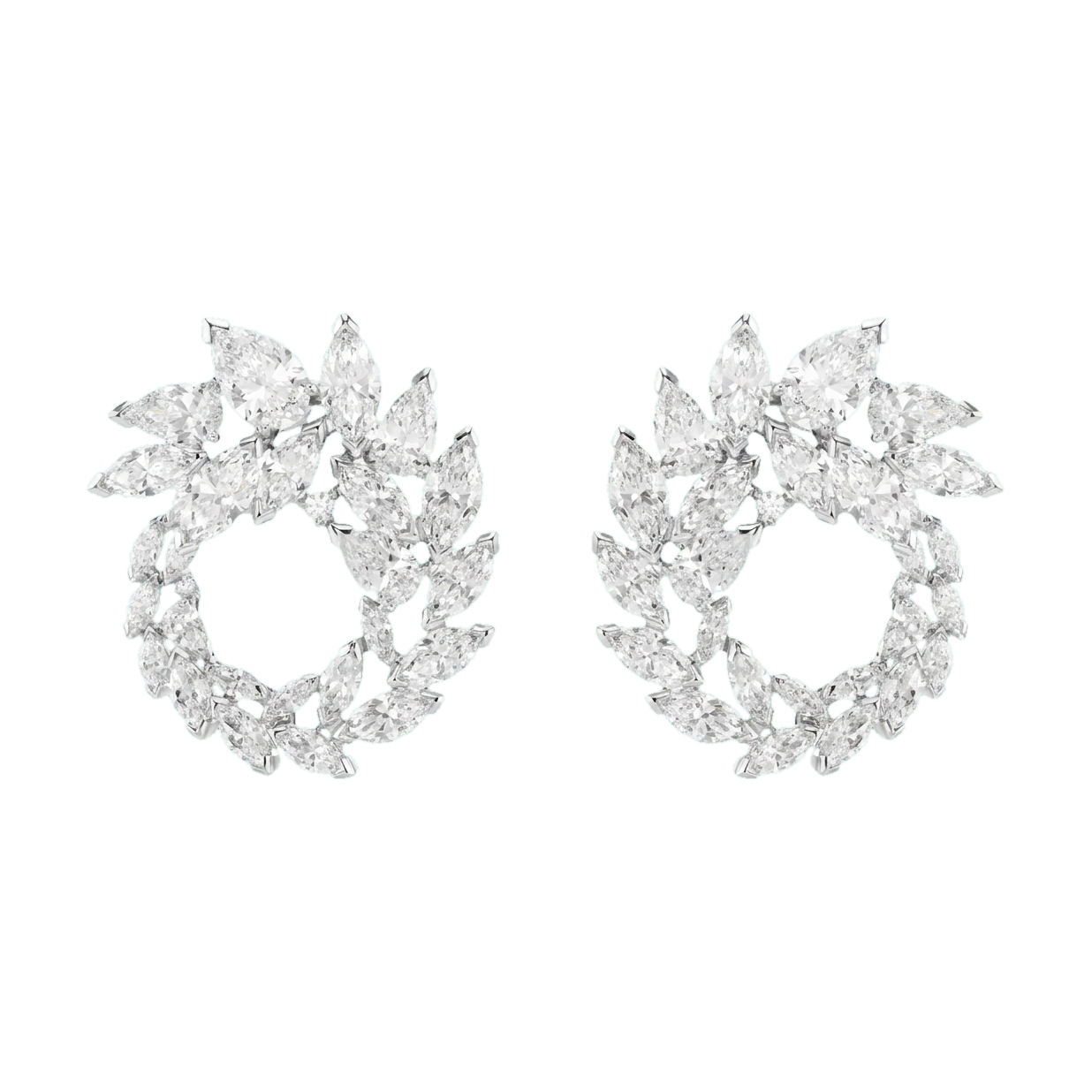 Mesmera Lab-Grown Diamond Marquise Hoop Earrings, Rhodium Plated
