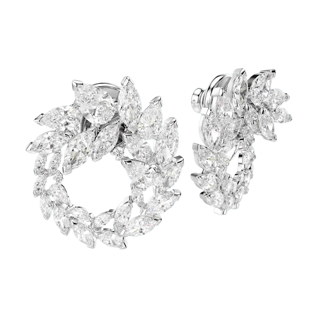 Mesmera Lab-Grown Diamond Marquise Hoop Earrings, Rhodium Plated