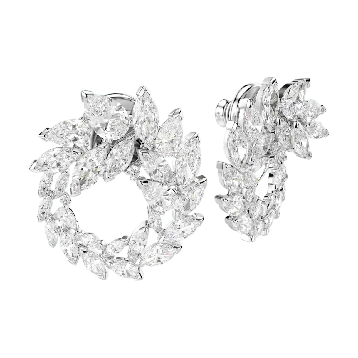 Mesmera Lab-Grown Diamond Marquise Hoop Earrings, Rhodium Plated