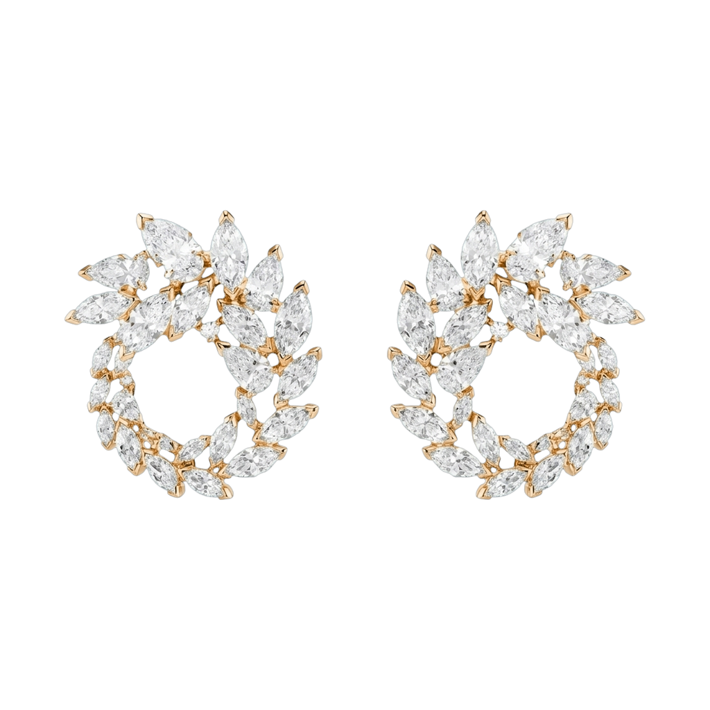 Mesmera Lab-Grown Diamond Marquise Hoop Earrings, Rhodium Plated