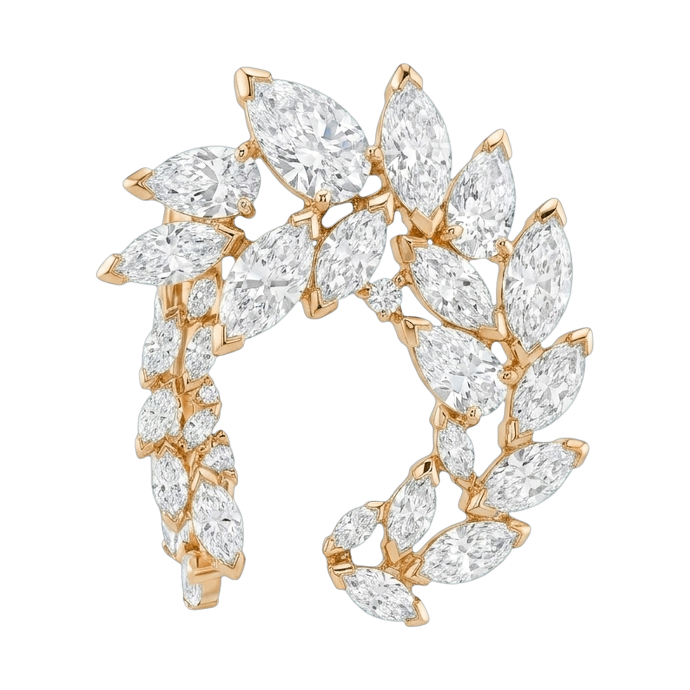 Mesmera Lab-Grown Diamond Marquise Hoop Earrings, Rhodium Plated