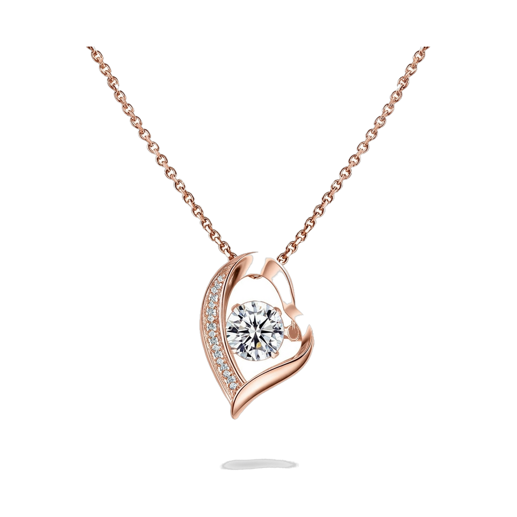 Open Heart Pendant Necklace rose gold