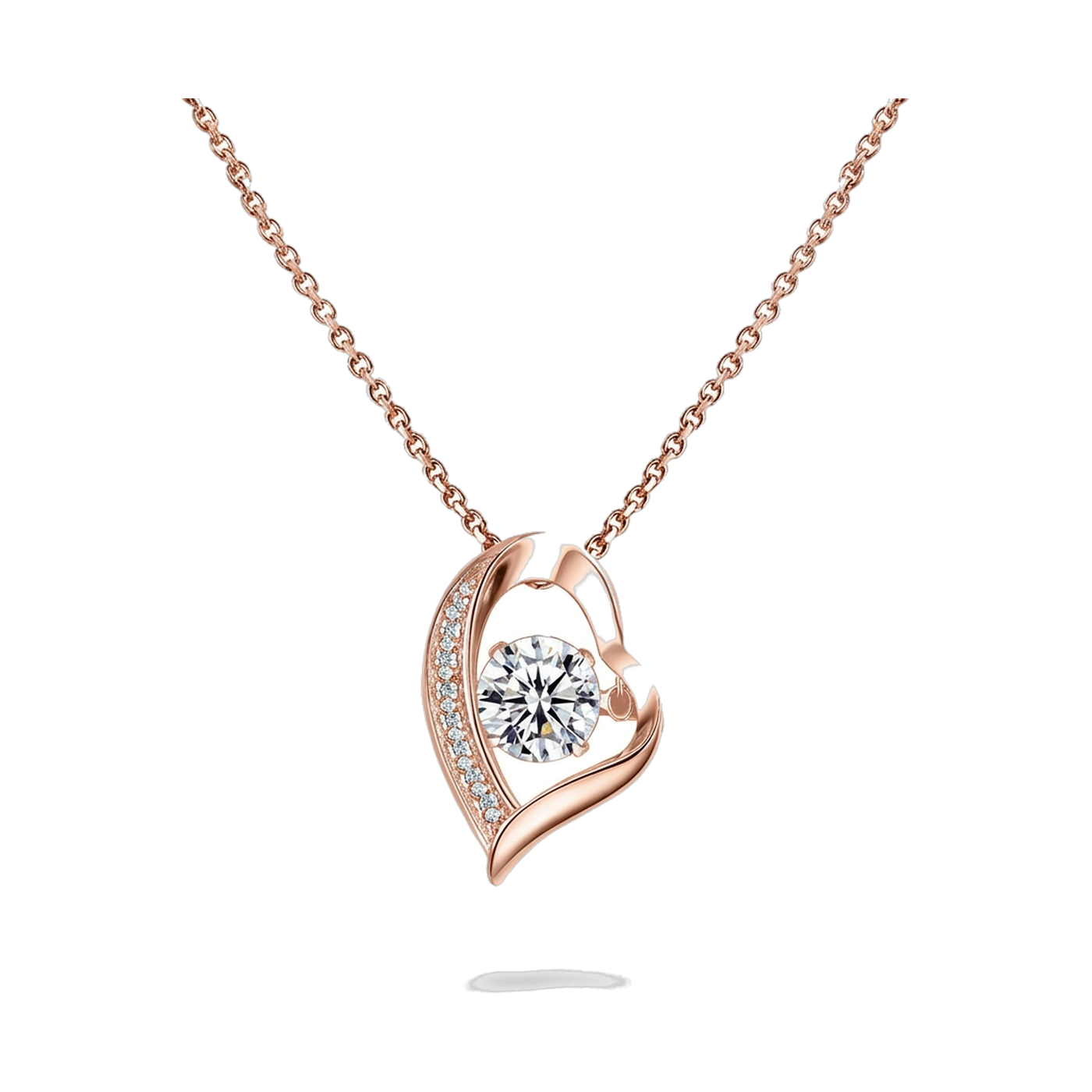 Open Heart Pendant Necklace rose gold