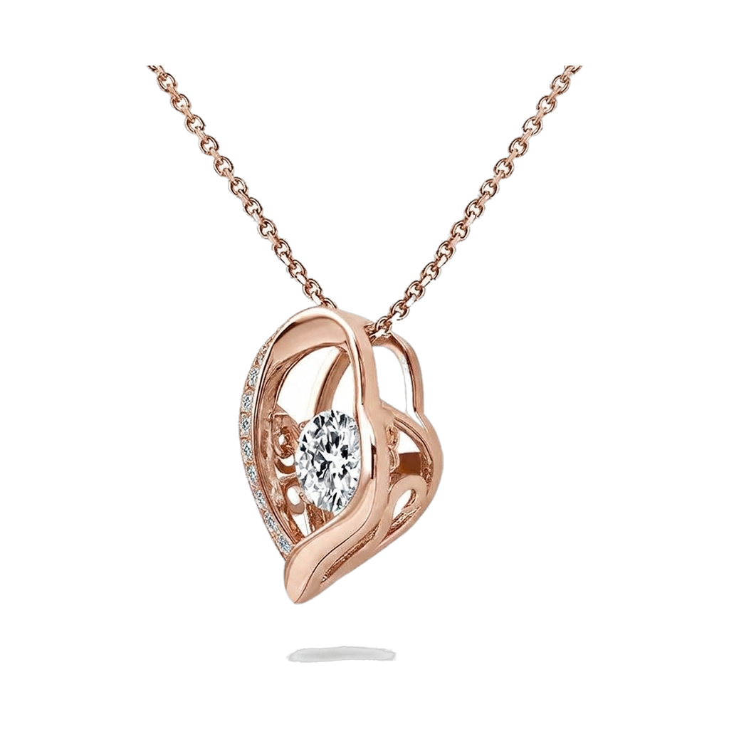 Open Heart Pendant Necklace rose gold