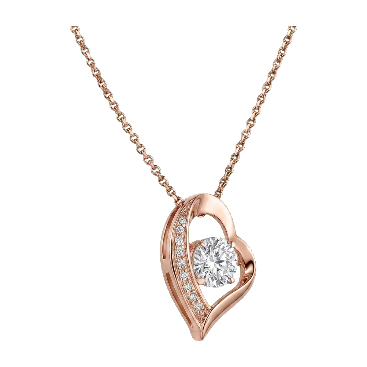 Open Heart Pendant Necklace rose gold angle