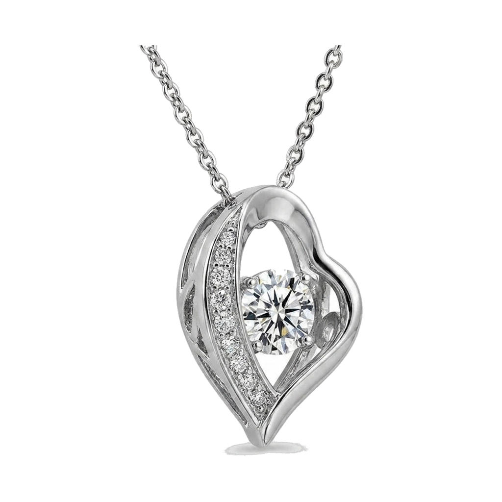 Open Heart Pendant Necklace white gold