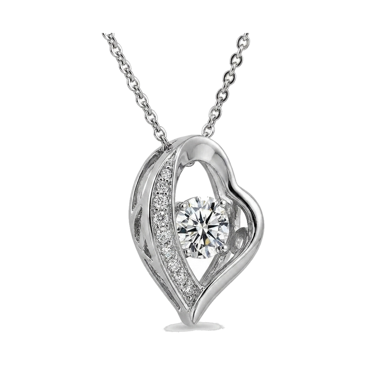 Open Heart Pendant Necklace white gold
