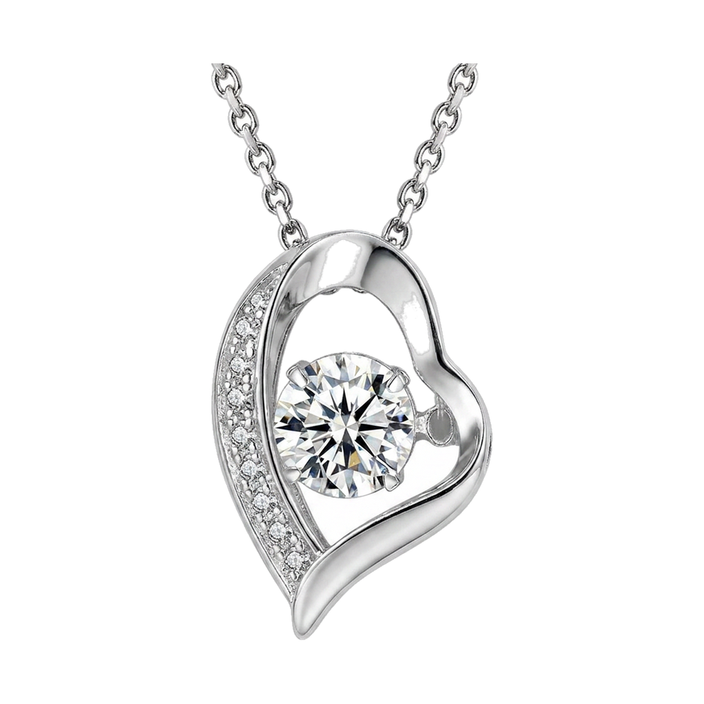 Open Heart Pendant Necklace white gold